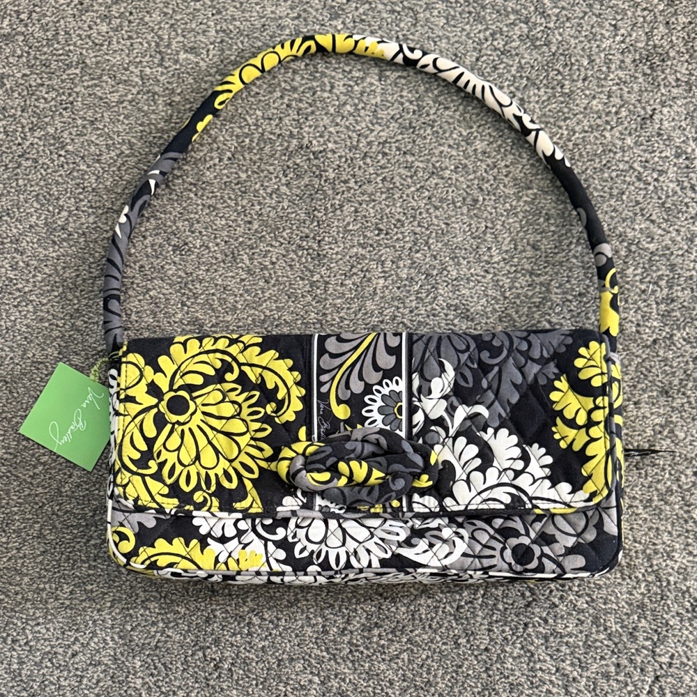 Vera Bradley Black and Yellow Floral Shoulder Bag